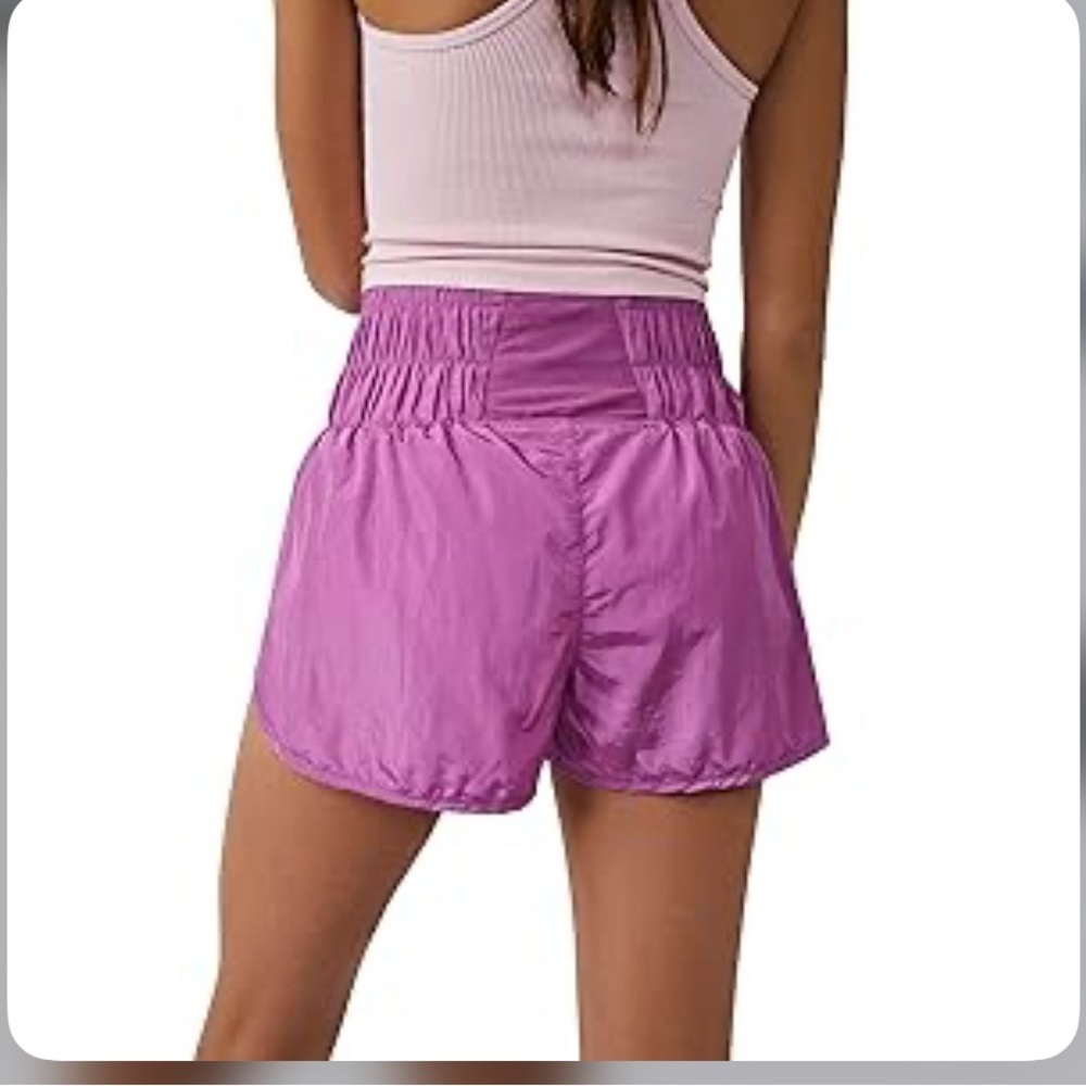 SOLD Free People Movement Way Home Short High Rise Smocked Waist Purple Large - Picture 3 of 8